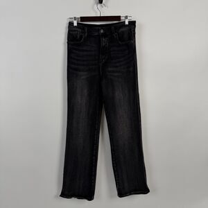 Risen Jeans Womens 13/ 31 Black High Rise Distressed Straight Side Slit Denim